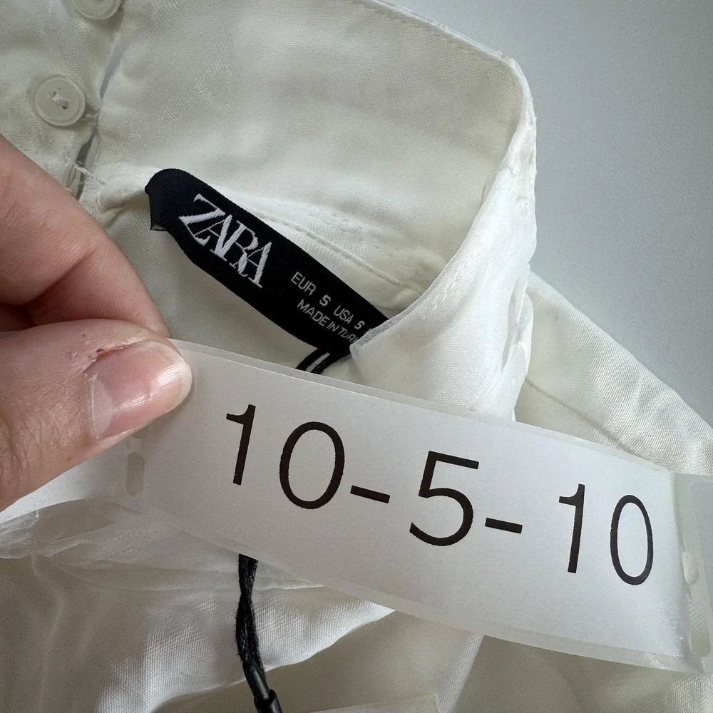 Zara Dress Women Small White Knot Front Long Sleeve Tunic Mock Neck 1971/184/250